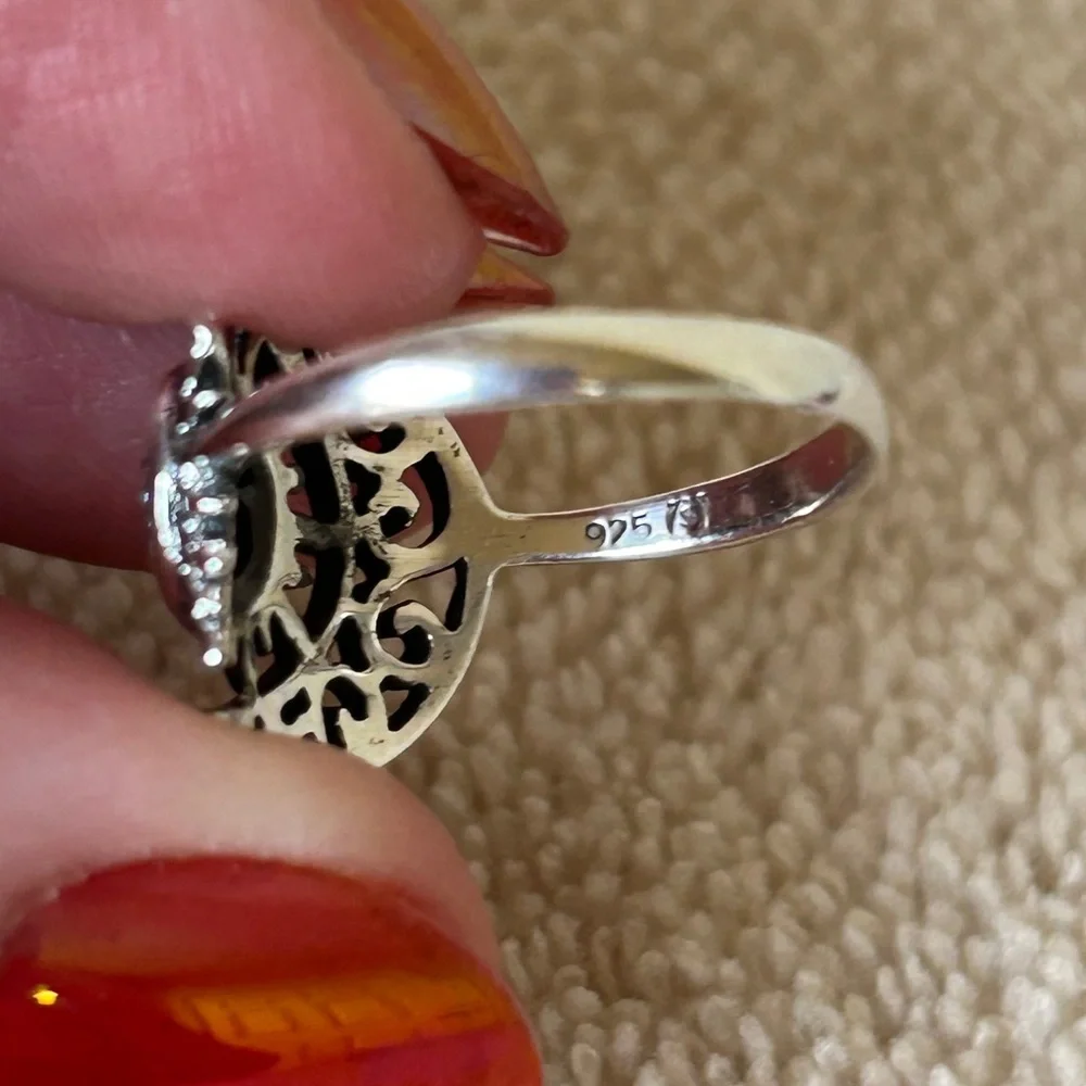 925 Sterling Silver Hand-Crafted Sun and Moon Ring